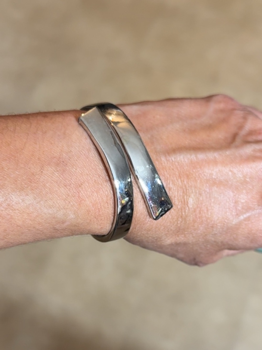 Silver Toned Open Cuff Bracelet - Sleek Women's Jewelry